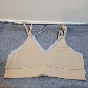 Pact Bralette Set Of 2 Size M Organic Cotton Tan And Gray New